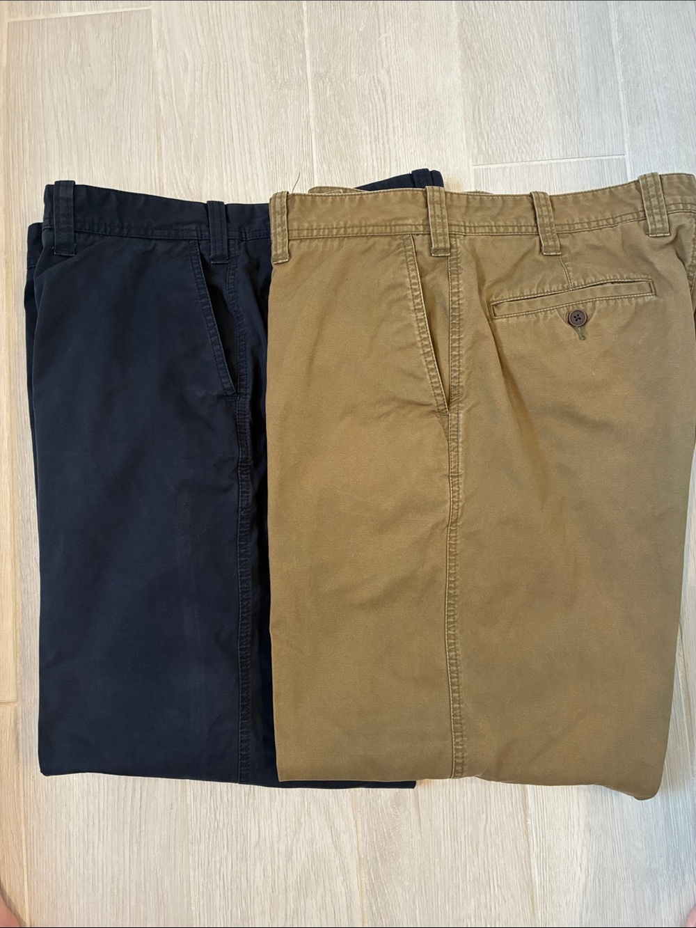 2 Pairs of Eddie Bauer Chino Pants in Navy and British Khaki